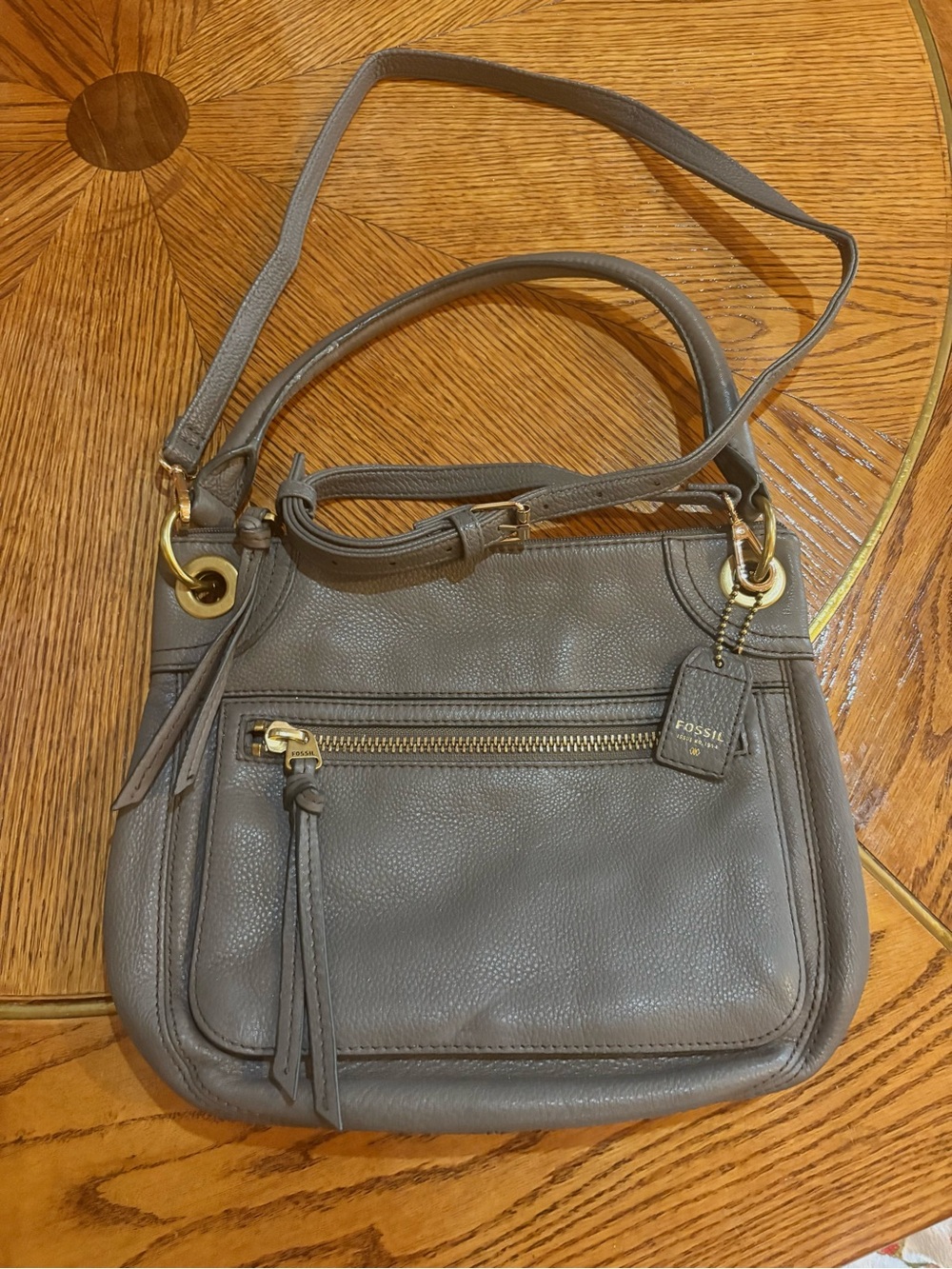 Fossil Women's Gray Leather Crossbody Bag
